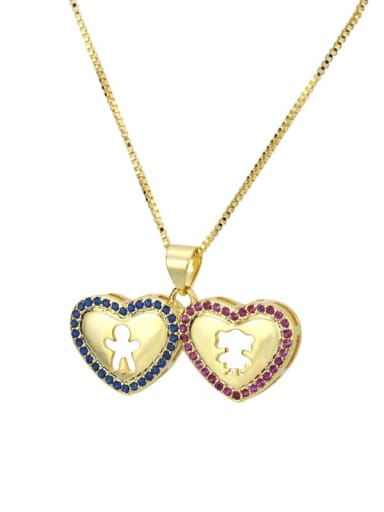 Brass Cubic Zirconia minimalist  Heart Pendant Necklace
