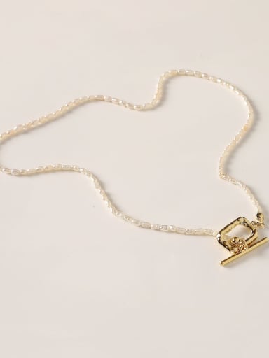 Brass Imitation Pearl Locket Minimalist Trend Korean Fashion Necklace