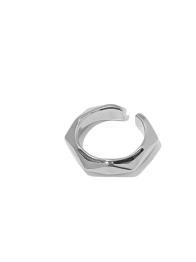 Diamond White Gold Brass Cubic Zirconia Geometric Minimalist Band Ring