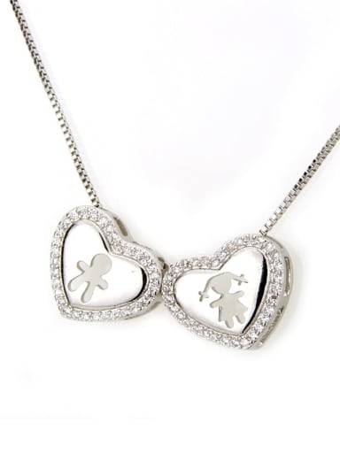 Brass Cubic Zirconia Heart Dainty Necklace