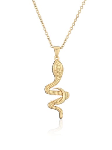 20553 Brass Vintage Snake Pendant Necklace