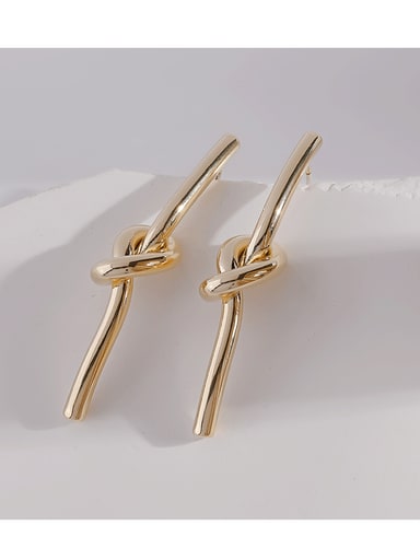 14k Gold Brass Irregular Knot Minimalist Stud Earring