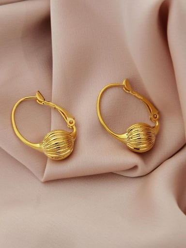 Brass Bead Cage Vintage Huggie Earring