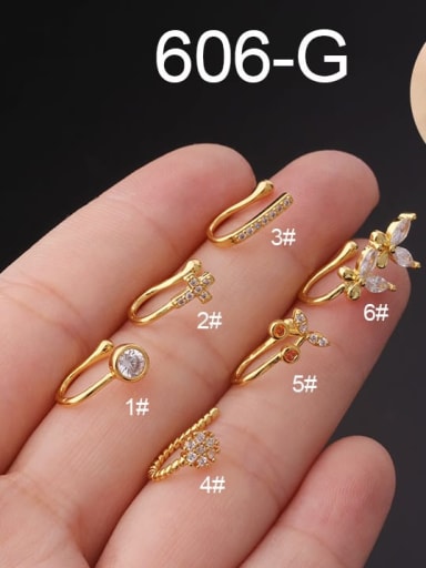 Brass Cubic Zirconia Cross Vintage Nose Rings(Single Only One)