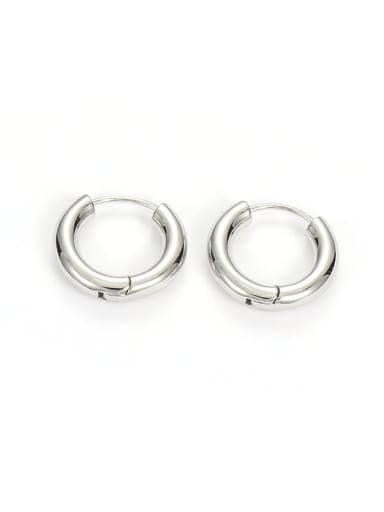 Silver round (Single) Brass Geometric Minimalist Huggie Earring