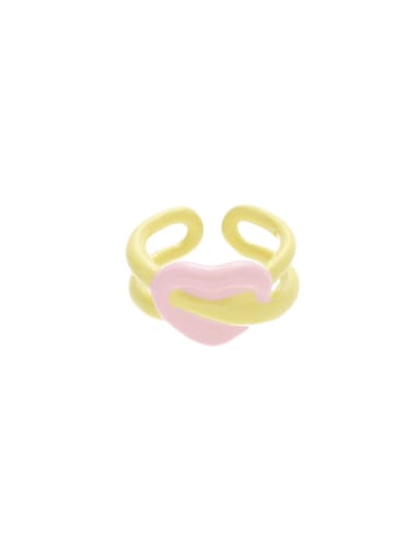 Yellow style Brass Enamel Heart Cute Band Ring