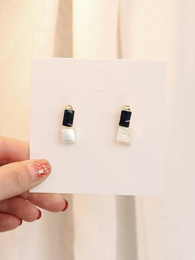 Royal Blue White Copper Shell Geometric Minimalist Stud Trend Korean Fashion Earring