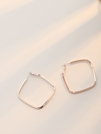 rose gold Copper Hollow Geometric Minimalist Stud Trend Korean Fashion Earring