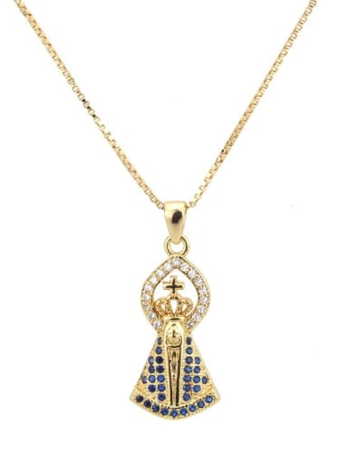 Brass Cubic Zirconia Religious Ethnic Necklace