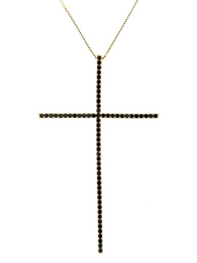 Gold Plated Black zircon Brass Cubic Zirconia Religious Minimalist Regligious Necklace