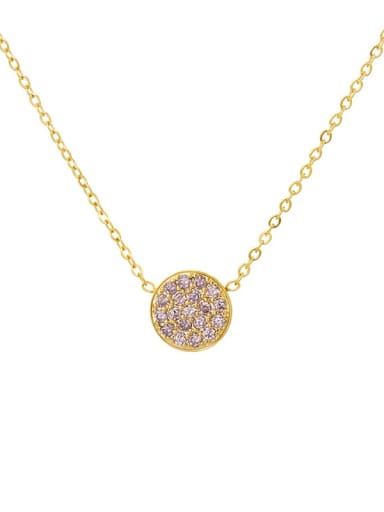 February Violet Gold Stainless steel Cubic Zirconia Round Minimalist Necklace