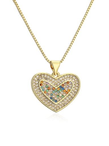 22860 Brass Cubic Zirconia Heart Minimalist Necklace