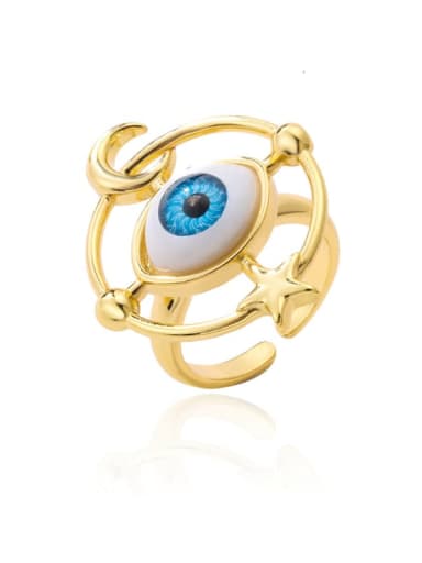 11551 Brass Enamel Evil Eye Vintage Band Ring