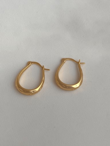 N06 Gold Brass Geometric Minimalist Huggie Earring