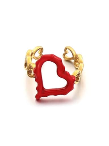 (Delivery needs to wait) 2 Brass Enamel Heart Vintage Band Ring