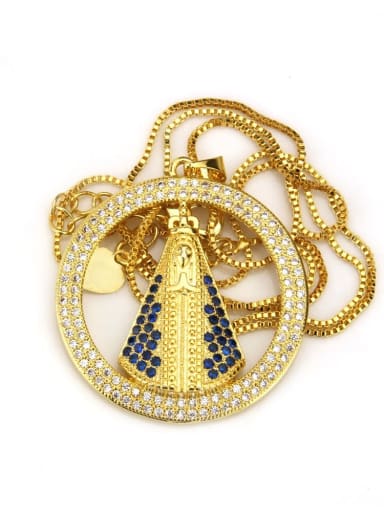 Brass Cubic Zirconia Religious Ethnic Regligious Necklace