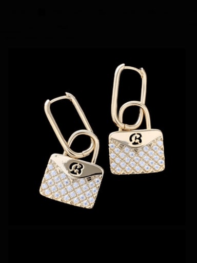 Brass Cubic Zirconia Geometric  Bag Trend Huggie Earring