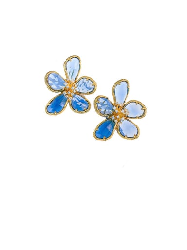 custom Alloy   Glass stone Flower Minimalist Stud Earring