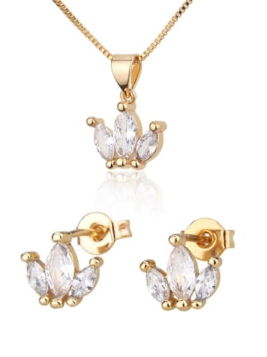 Brass  Irregular  Cubic Zirconia Earring and Necklace Set