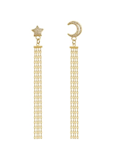 Copper  Moon Star  Tassel Vintage Threader Trend Korean Fashion Earring