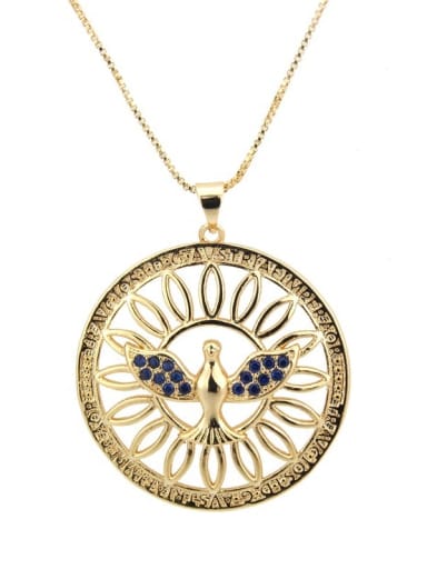 Brass cubic zirconia ethical hollow round Pendant Necklace