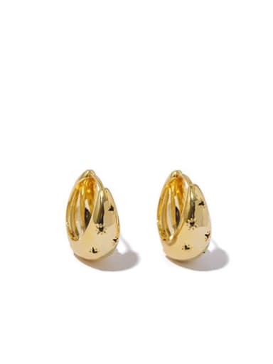 Black zirconium buckle Brass Geometric Vintage Huggie Earring