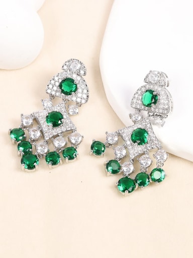 Green earrings Brass Cubic Zirconia Irregular Luxury Necklace