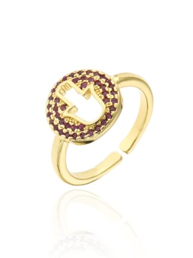 10909 Brass Rhinestone Hand Of Gold Vintage Band Ring