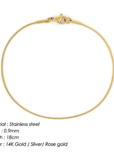 Gold 1mm 18cm Stainless steel Snake Minimalist Link Bracelet
