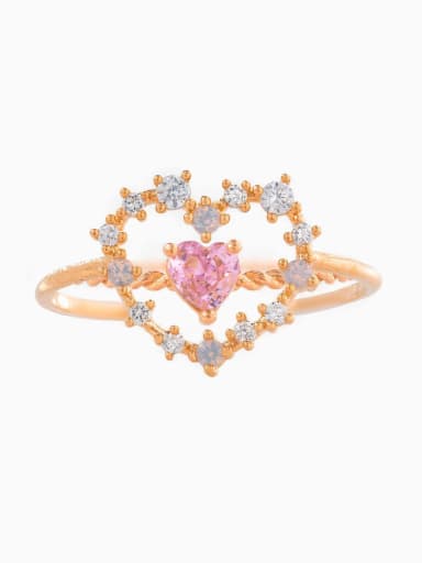 213 rose gold Brass Cubic Zirconia Heart Cute Band Ring