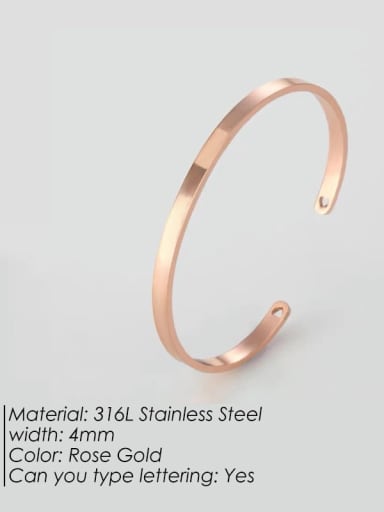 4MM Rose Gold Stainless steel Geometric Minimalist Cuff Bangle