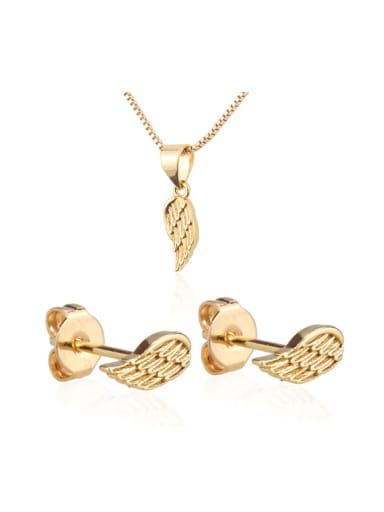 Brass Feather  Earring and Necklace Set