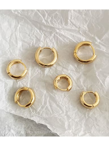 14K real gold small Copper Geometric Minimalist Huggie Trend Korean Fashion Earring