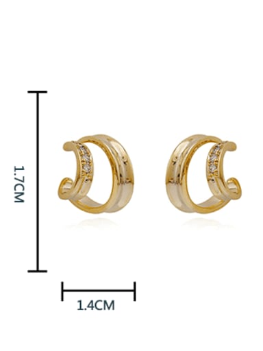 14k Gold Diamond Brass Shell Geometric Minimalist Stud Earring