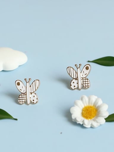 Alloy Enamel Butterfly Cute Stud Earring