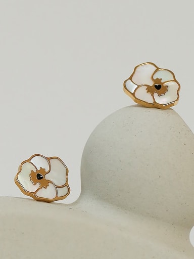 Brass Shell Flower Cute Stud Earring