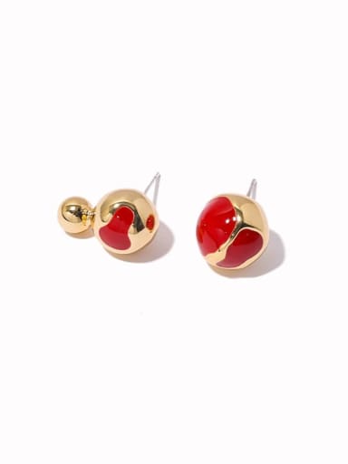 Brass Enamel Ball Minimalist Stud Earring