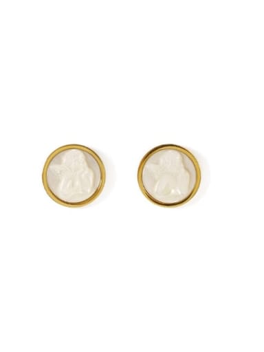 Round Brass Shell Round Vintage Stud Earring