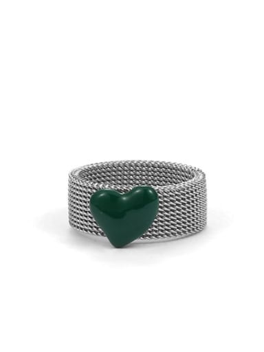 Titanium Steel Enamel Heart Vintage Band Ring