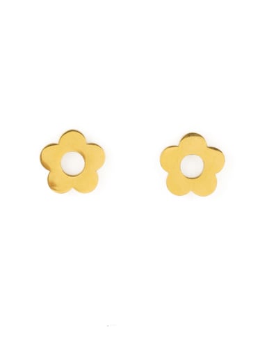 golden Titanium Flower Minimalist Stud Earring