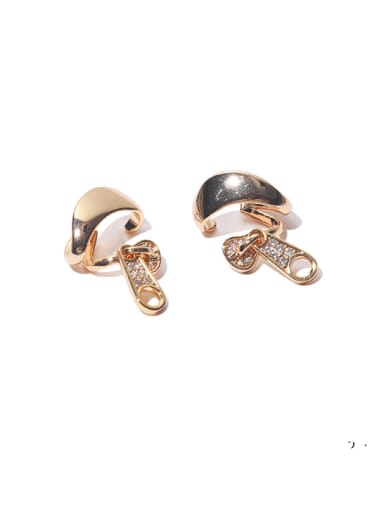 Brass Cubic Zirconia Mushroom Hip Hop Stud Earring