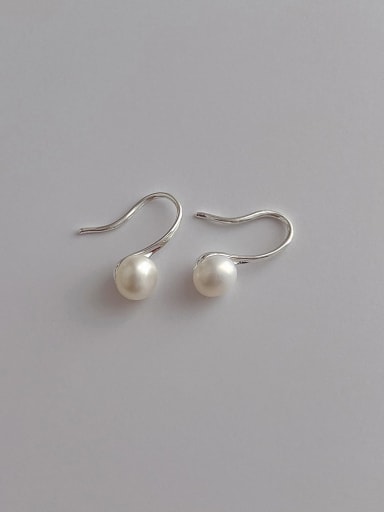 K94 small  freshwater pearl earrings 925 Sterling Silver Freshwater Pearl Water Drop Minimalist Hook Earring