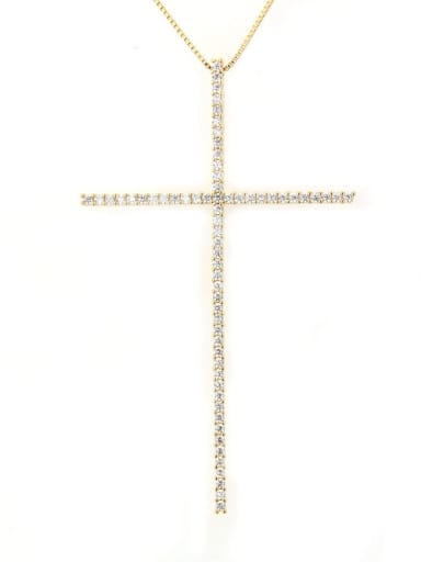 Gold plated white zircon Brass Cubic Zirconia Religious Minimalist Regligious Necklace