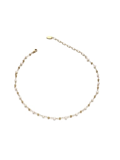 custom Brass Imitation Pearl Geometric Vintage Necklace