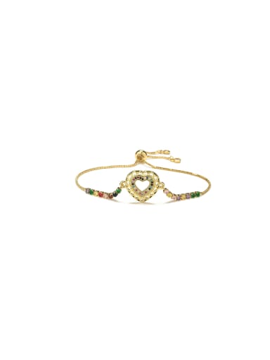 Brass Cubic Zirconia Heart Dainty Bracelet
