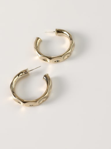 14k Gold [small 3.8cm] Brass Geometric Minimalist Hoop Trend Korean Fashion Earring