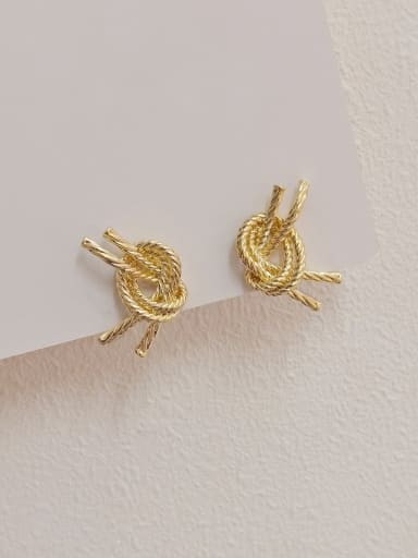 Brass Geometric Knot Minimalist Stud Earring