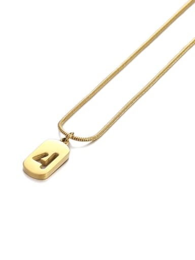 Number 4 Titanium Steel Number Minimalist Pendant Necklace