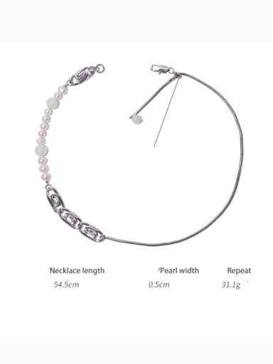 Brass Imitation Pearl Geometric Hip Hop Necklace