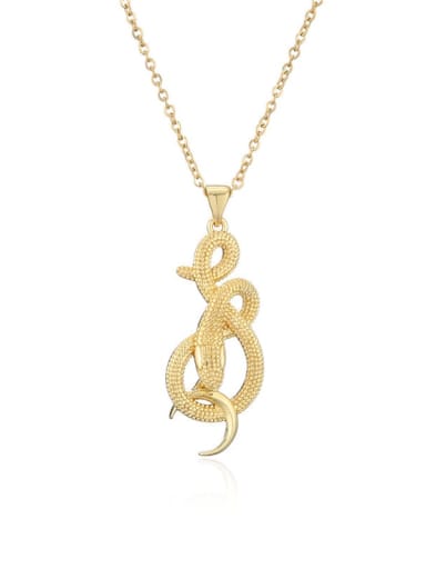 Brass Vintage Snake Pendant Necklace
